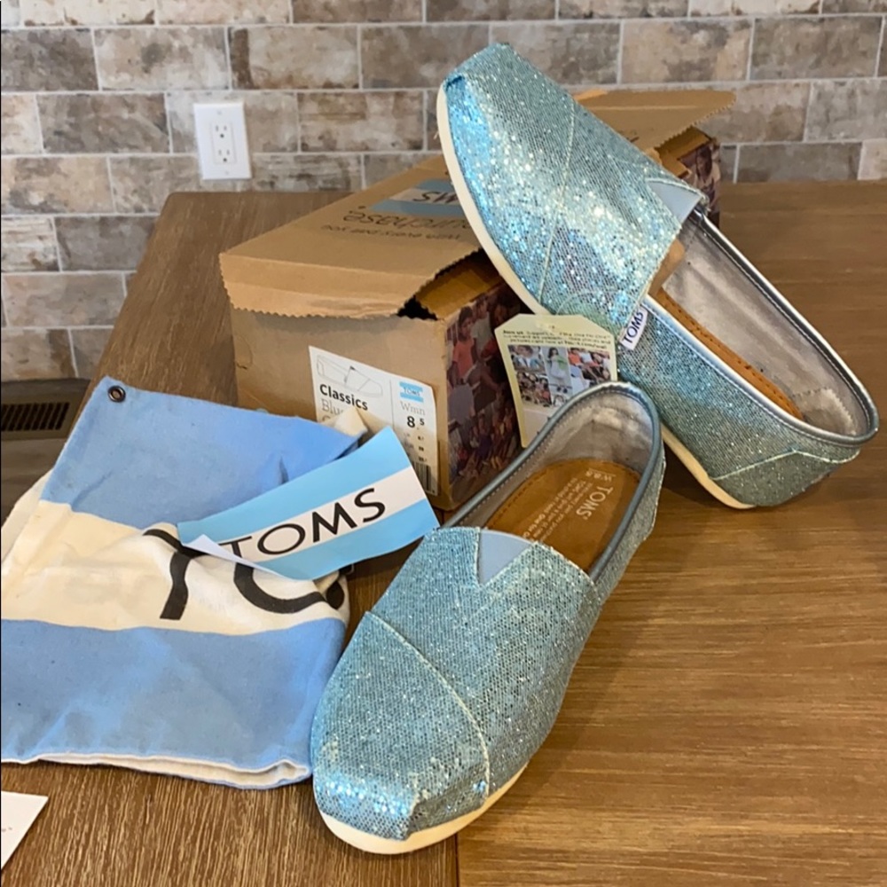 Toms blue glitter shoes! BRAND NEW!